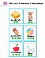 Vista previa - Tarjetas / Manipulativos - Libro movil de oraciones de dos palabras - página 3