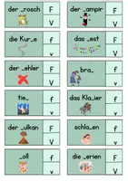 Vorschau - Arbeitsblätter - Klammerkarten: f oder v? – Rechtschreibtraining + Selbstkontrolle - Seite 1