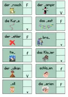 Vorschau - Arbeitsblätter - Klammerkarten: f oder v? – Rechtschreibtraining + Selbstkontrolle - Seite 2