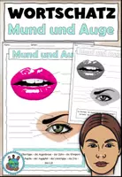 Vorschau - Arbeitsblätter - Mund und Auge - Wortschatz Kopf und Körper - DaZ / DaF / Deutsch - Deckblatt