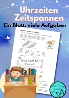 Vorschau - Arbeitsblätter - Uhrzeiten und Zeiträume- viele Übungsaufgaben - Deckblatt