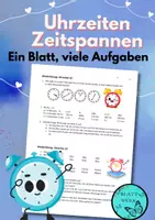 Vorschau - Arbeitsblätter - Uhrzeiten und Zeitspannen: Arbeitsblatt zum Üben und Wiederholen - Deckblatt