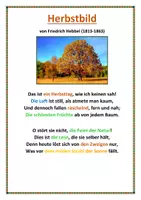 Vorschau - Arbeitsblätter - Gedicht "Herbstbild" von Friedrich Hebbel - Seite 1
