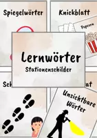 Vorschau - Stationenlernen - Lernwörter Stationenschilder & Ideensammlung - Deckblatt