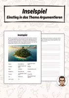Vorschau - Arbeitsblätter - Inselspiel - Einstieg in das Thema Argumentieren - Deckblatt