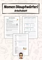 Vorschau - Arbeitsblätter - Nomen (Hauptwörter) - Arbeitsblatt - Deckblatt