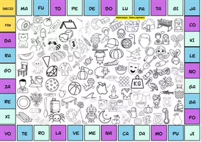 Vista previa - Hojas de trabajo - TABLERO JUEGO MULTIIMAGEN SÍLABA-COLOR - página 2