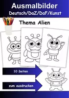 Vorschau - Mal- und Bastelvorlagen - Ausmalbilder Thema Aliens - Grundschule - Bastelvorlagen - Deckblatt