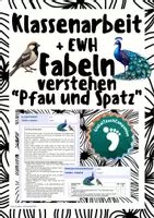 Vorschau - Klassenarbeiten - Fabeln verstehen - Klassenarbeit+EWH - Pfau und Spatz - Deckblatt