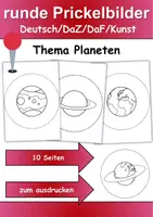 Vorschau - Mal- und Bastelvorlagen - runde Prickelbilder / Fensterbilder Thema Planeten - Grundschule - Bastelvorlagen - Deckblatt