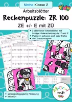 Vorschau - Arbeitsblätter - Rechenpuzzle (Hund) ZR 100 ZE +/- E mit ZÜ - Deckblatt