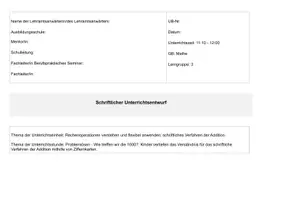 Vorschau - Stundenentwürfe - Unterrichtsentwurf schriftliche Addition mit Ziffernkarten - Seite 2