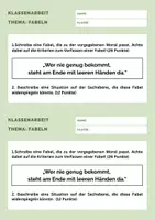 Vorschau - Arbeitsblätter - Klassenarbeit+EWH - Fabel schreiben - Moral - Seite 1