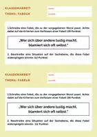 Vorschau - Arbeitsblätter - Fabel schreiben - Klassenarbeit+EWH - Thema "Respekt" - Seite 1