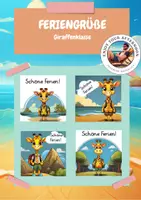 Vorschau - Bildkarten - Feriengrüße für eine Giraffenklasse - Deckblatt