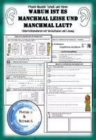 Vorschau - Arbeitsblätter - PHYSIK - Warum ist es manchmal leise und manchmal laut? Akustik/ Schall - Deckblatt