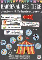 Vorschau - Bildkarten - Karneval der Tiere Tafelmaterial Stunden- & Reihentransparenz - Deckblatt