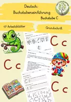 Vorschau - Arbeitsblätter - Deutsch: Buchstabeneinführung C Grundschrift - Deckblatt