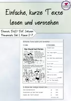 Vorschau - Arbeitsblätter - Materialpaket " 10 x Kurze, einfache Texte lesen und verstehen", Deutsch/ DaZ/Inklusion, Klasse 1-7 - Seite 1