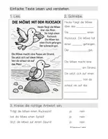 Vorschau - Arbeitsblätter - "Kurze, einfache Texte lesen und verstehen - Möwe", Deutsch/ DaZ/Inklusion, Klasse 1-7 - Seite 1