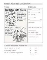 Vorschau - Arbeitsblätter - "Kurze, einfache Texte lesen und verstehen - Katze", Deutsch/ DaZ/Inklusion, Klasse 1-7 - Seite 1