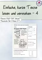 Vorschau - Arbeitsblätter - "Kurze, einfache Texte lesen und verstehen - Katze", Deutsch/ DaZ/Inklusion, Klasse 1-7 - Deckblatt