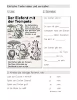 Vorschau - Arbeitsblätter - "Kurze, einfache Texte lesen und verstehen - Elefant", Deutsch/ DaZ/Inklusion, Klasse 1-7 - Seite 1