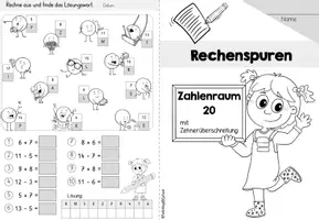 Vorschau - Arbeitsblätter - Rechenspuren Zahlenraum 20 | Zehnerübergang | Mathematik Klasse 1 | Addition & Subtraktion - Seite 1