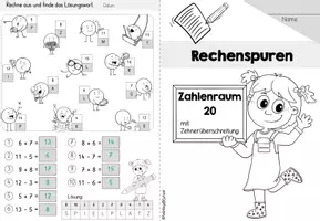 Vorschau - Arbeitsblätter - Rechenspuren Zahlenraum 20 | Zehnerübergang | Mathematik Klasse 1 | Addition & Subtraktion - Seite 3