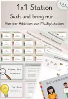 Vorschau - Stationenlernen - Einführung 1x1, Station: Such und bring mir, von der Addition zur Multiplikation, handlungsorientierte Einmaleins-Übung, - Deckblatt