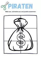 Vorschau - Mal- und Bastelvorlagen - Schneiden, Puzzeln und Anmalen Thema Piraten (basteln) - Seite 1