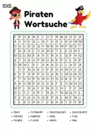 Vorschau - Spiele - Wortsuchspiel/Wortsuche/Suchsel Piraten (Grundschule) - 4 Varianten - Seite 1