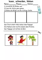 Vorschau - Spiele - Piraten Leserätsel - Lesen, schneiden, kleben - DaZ/DaF, Deutsch, Sachunterricht - Seite 1
