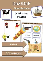 Vorschau - Spiele - Lesekarten/Bildkarten Piraten einfach - DaZ/DaF, Deutsch (Grundschule) - Deckblatt
