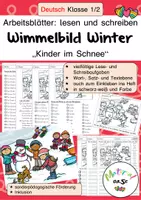 Vorschau - Arbeitsblätter - Wimmelbild Winter, lesen und schreiben, Arbeitsblätter (Kinder im Schnee) - Deckblatt