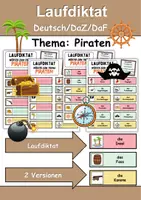 Vorschau - Unterrichtsreihen - Laufdiktat / Schleichdiktat Piraten - DaZ/DaF, Deutsch (Diktat) - Deckblatt
