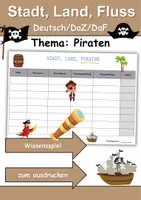 Vorschau - Spiele - Stadt, Land, Fluss Piraten - DaZ/DaF, Deutsch (Klassenspiel) - Deckblatt