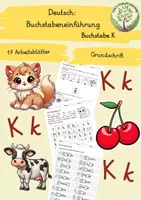 Vorschau - Arbeitsblätter - Deutsch: Buchstabeneinführung K Grundschrift - Deckblatt