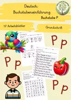 Vorschau - Arbeitsblätter - Deutsch: Buchstabeneinführung P Grundschrift - Deckblatt