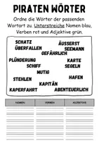 Vorschau - Arbeitsblätter - Wortarten Piraten - DaZ/DaF, Deutsch (Nomen, Verben, Adjektive) - Seite 2