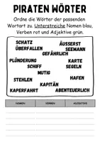 Vorschau - Arbeitsblätter - Wortarten Piraten - DaZ/DaF, Deutsch (Nomen, Verben, Adjektive) - Seite 3