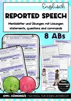 Vorschau - Arbeitsblätter - Indirect Speech / Reported Speech / statements, questions, commands - Deckblatt