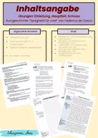 Vorschau - Arbeitsblätter - Inhaltsangabe üben - Einleitung - Hauptteil und Schluss - Deckblatt