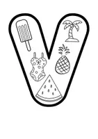 Vista previa - Manualidades / Dibujos para colorear - Decoración letras verano: español, inglés y catalán - página 1