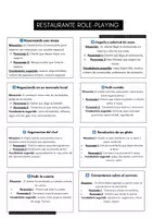 Vista previa - Tarjetas / Manipulativos - RESTAURANTE ROLE PLAYING ESPAÑOL RESTAURANT ROLE PLAYING SPANISH CARDS - página 1