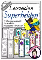 Vorschau - Mal- und Bastelvorlagen - Lesezeichen SUPERHELDEN | Willkommensgeschenk - Deckblatt
