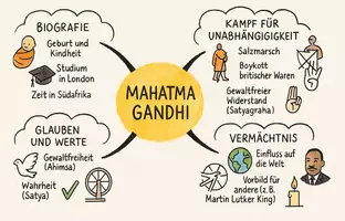 Vorschau - Arbeitsblätter - Arbeitsblätter zum Thema "Mahatma Gandhi" + Lösung & MP3 + Mindmap + Infografik - Seite 3