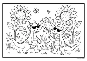 Vorschau - Mal- und Bastelvorlagen - Ausmalbilder - Drachen im Sommer - Seite 2