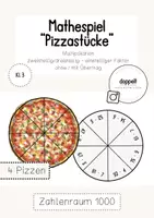 Vorschau - Stationenlernen - Zahlenraum 1000 - Multiplikation "Pizzastücke" (Lernspiel) - Deckblatt