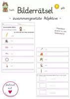Vorschau - Stationenlernen - Bilderrätsel Zusammengesetzte Adjektive für Deutsch - Deckblatt